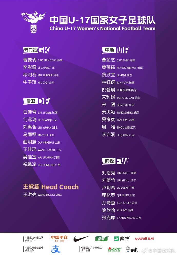 U17女足30人将在苏州集训备战世界杯，姜宁、朱挺担任训练员